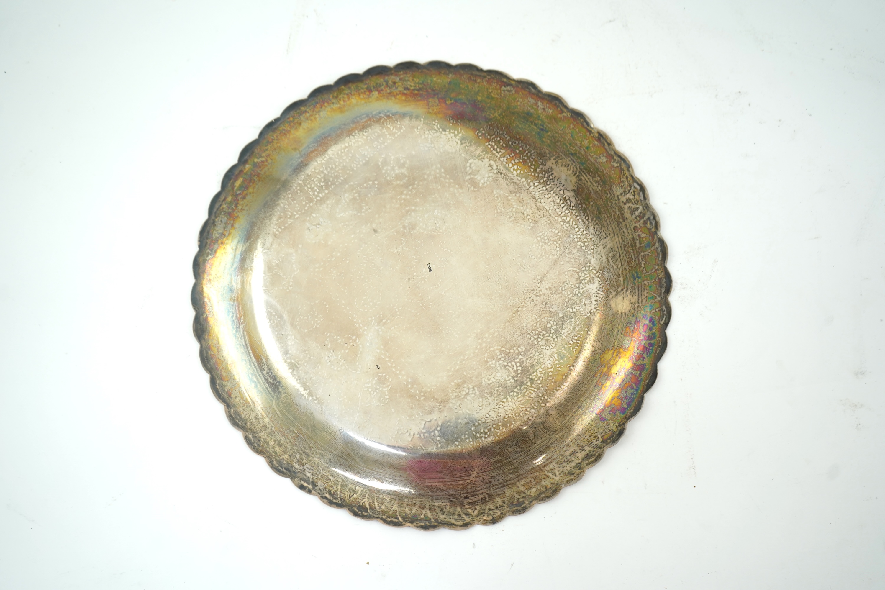 An Egyptian silver and niello work tray, early 20th century